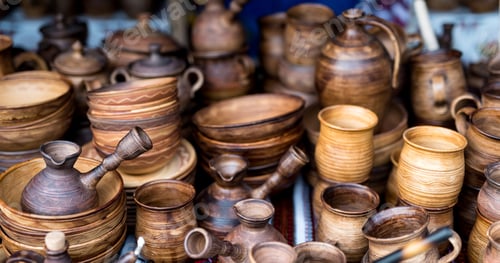 Preview: variety of wooden utensil at market