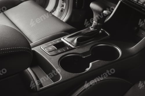 Preview: Closeup shot of a luxurious black interior of a modern elegant car