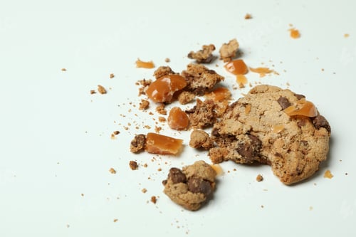 Preview: Tasty cookie with caramel on white background