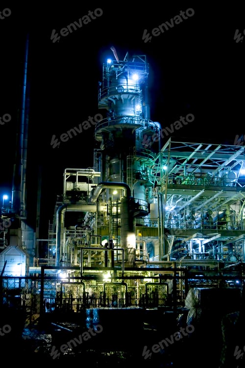 Preview: refinery at night
