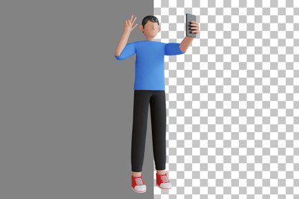 Preview: Character Taking A Selfie 3D Illustration