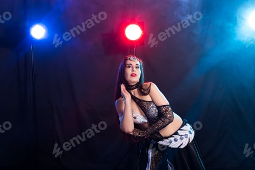Preview: Young woman dancing in Tribal Fusion style. Belly dance on the stage