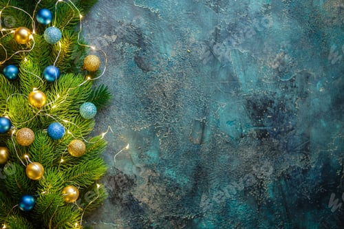 Preview: Christmas decoration on blue background.