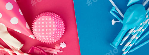 Preview: Banner of Party pink and blue paper hat.