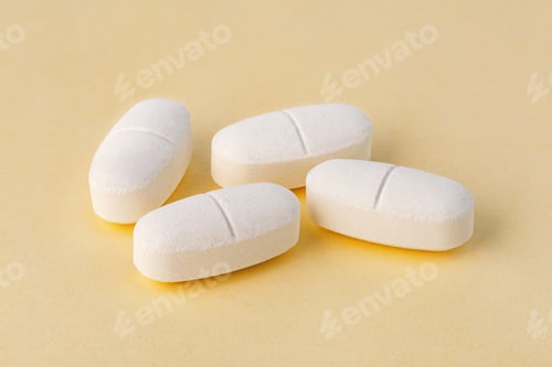 Preview: White pills on light background representing medical treatment