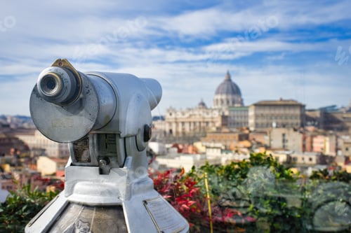 Preview: Binoculars on Sightseeing Terrace in Rome, Italy