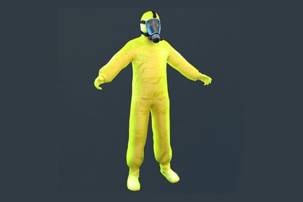 Preview: Yellow Hazmat Suit Worker with Mask