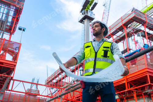 Preview: Portrait of an engineer designing a concrete floor and column structure for a shopping center.