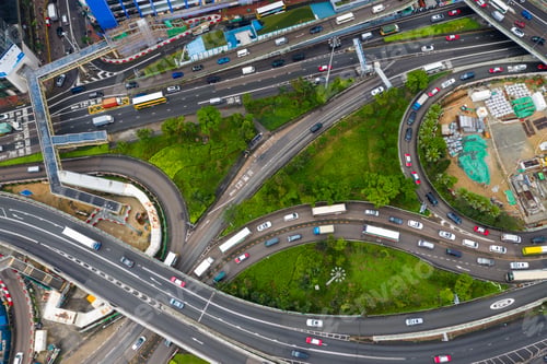 Preview: Causeway Bay, Hong Kong 07 May 2019: Top view of Hong Kong traffic in city