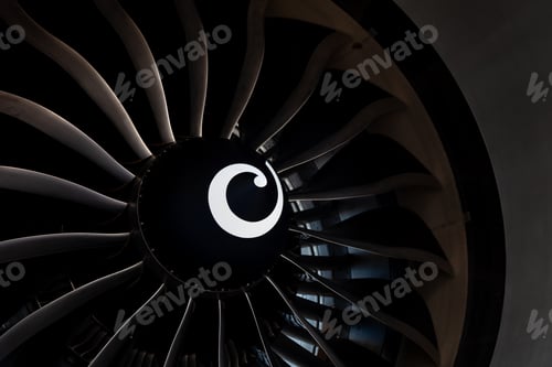 Preview: Plane background. Airplane turbine blades close-up. Airplane engine. Turbines blade. Aviation