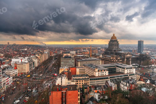 Preview: Brussels, Belgium Cityscape at Dusk