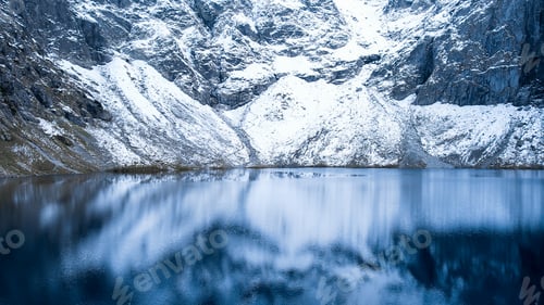 Preview: Czarny Staw pod Rysamy or Black Pond lake near the Morskie Oko Snowy Mountain Hut in Polish Tatry