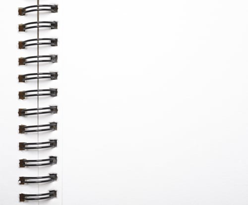 Preview: blank page of white paper notebook with spring-bound