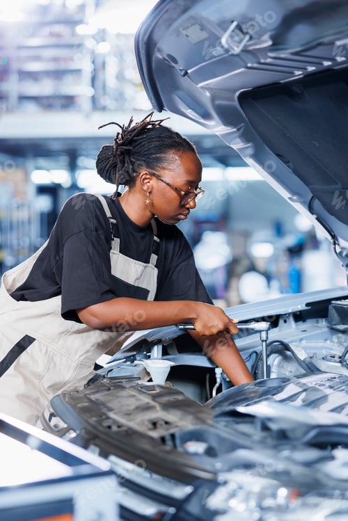 Preview: Garage worker examines car battery