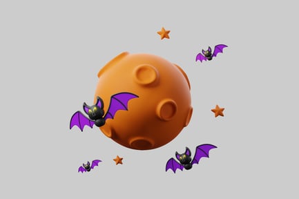 Preview: Orange planet with flying bats