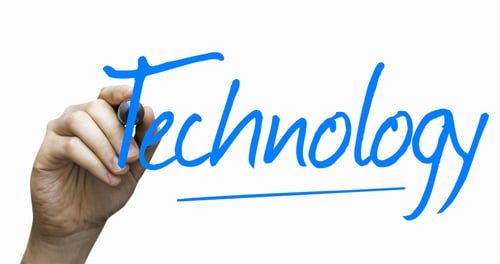 Preview: Technology Hand Writing With A Blue Mark On A Transparent Board