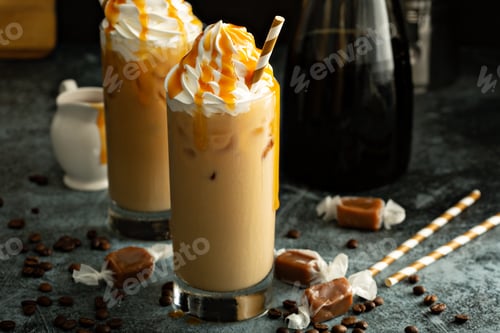 Preview: Caramel iced latte with whipped cream