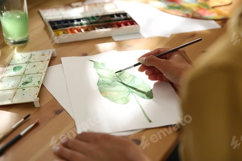 Preview: Painting a Green Leaf Still Life at Home