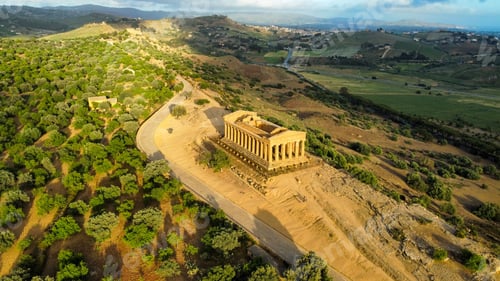 Preview: Aerial shot of Temple of Concordia in Valley of the Temples, Agrigento, Sicily, Italy