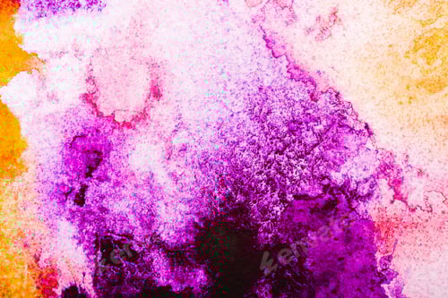 Preview: top view of orange and pink watercolor spills on white background