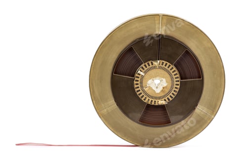 Preview: Reel of vintage audio tape on white background