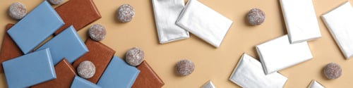 Preview: Blue and brown chocolate bars with chocolate balls