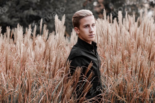 Preview: Handsome blond man posing in the nature