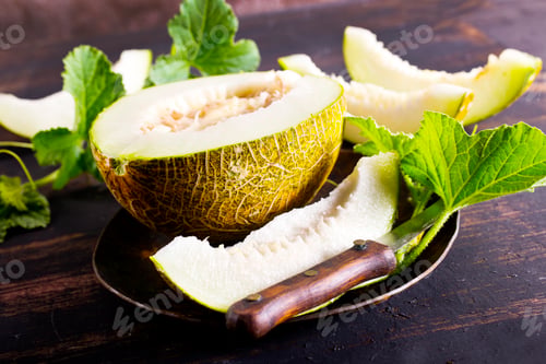 Preview: Honey melon on a table.