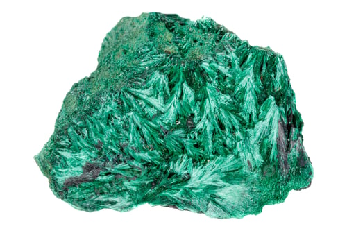 Preview: lisoviy, plush, satin malachite mineral stone on a white background