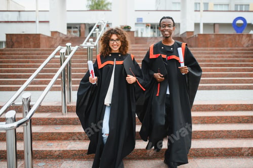 Preview: Diverse students celebrating graduation, achieving academic success