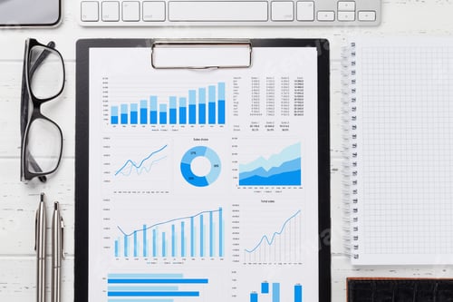 Preview: Office workplace table with report page