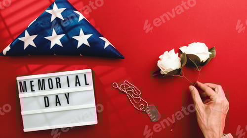 Preview: Memorial day sign on red background