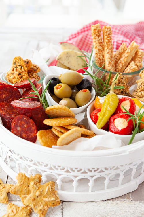 Preview: Colorful antipasti and cheese