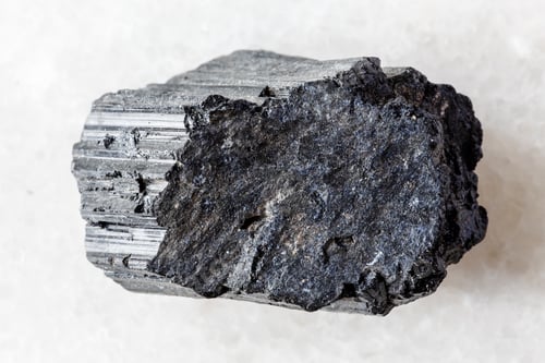 Preview: raw black tourmaline schorl mineral on white