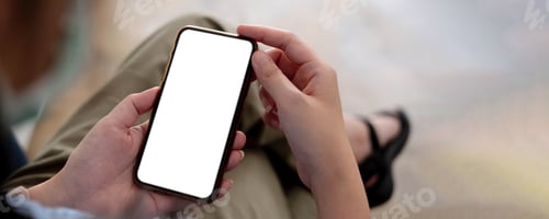 Preview: woman using Smartphone. Blank screen mobile phone for graphic display montage.networking service.