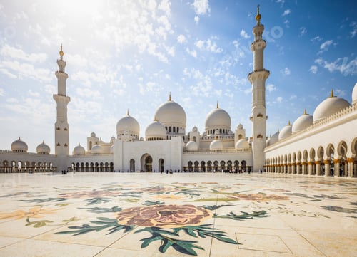 Preview: 54957,Ornate arches of Sheikh Zayed Grand Mosque, Abu Dhabi, United Arab Emirates