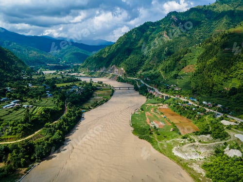 Preview: Aerial view of the devastation from the Rasuwagadhi flood in Nepal