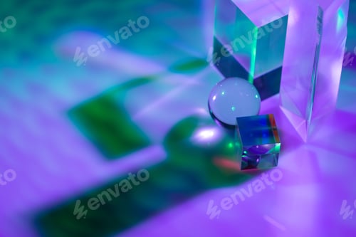 Preview: Glass crystal prism. Multicolor light effect