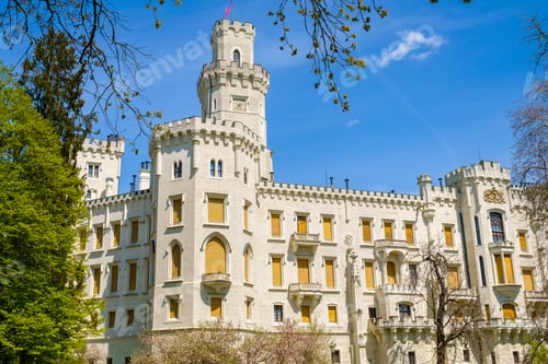 Preview: Panoramic view of Hluboka castle in Hluboka nad Vltavou, Czech Republic