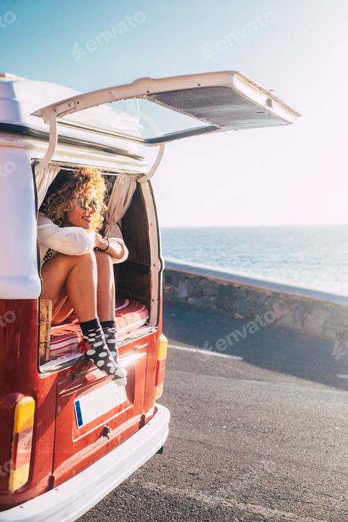 Preview: Happy adult beautiful woman enjoy travel lifestyle