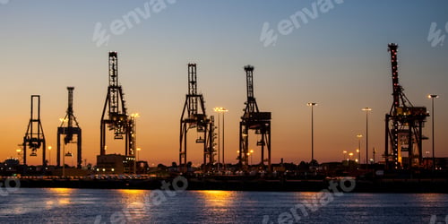 Preview: Cargo Cranes At Dusk