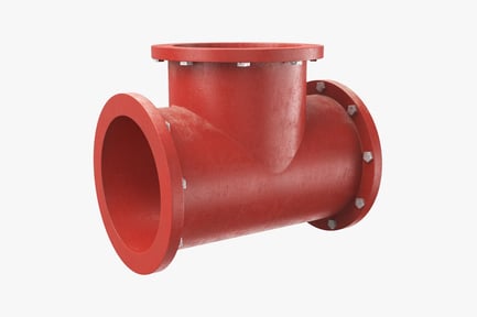 Preview: Industrial Flanged Red T-Pipe Connector