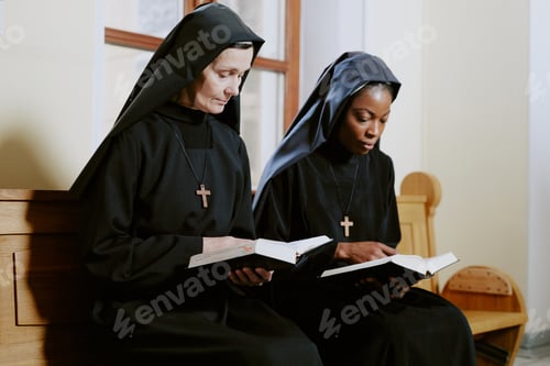 Preview: Two Diverse Nuns Reading Books