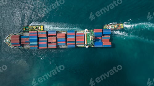 Preview: Aerial view container ship full load logistic container, Global business logistics import export.
