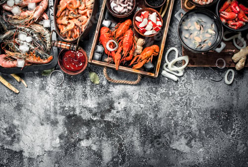Preview: Different fresh seafood.