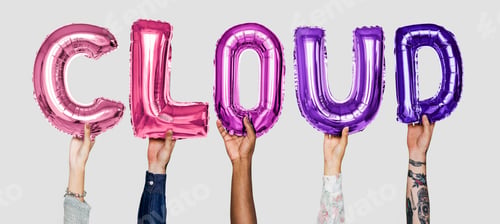 Preview: Hands showing cloud balloons word