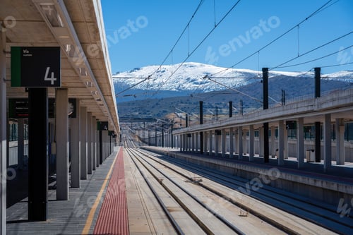 Preview: Segovia Railway Station with Sierra de Guadarrama Mountains - Segovia, Spain
