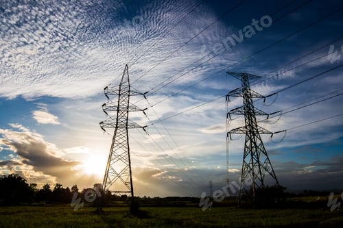 Preview: silhouette of high voltage electrical pole structure