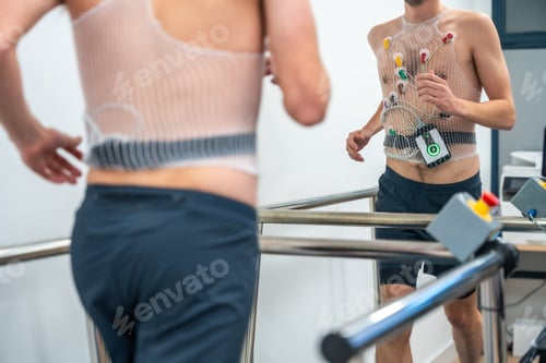 Preview: Man running while preforming a cardiovascular stress test
