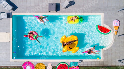 Preview: Friends having fun in a swimming pool